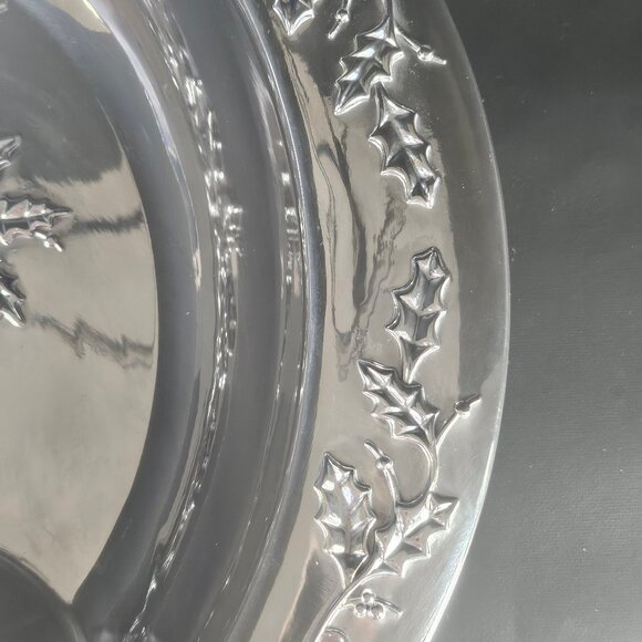 New Lenox Winter Theme Large Chip Dip Bowl Holly Berry Pattern Aluminum 14" - Picture 6 of 15